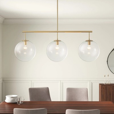 Rennnsan Nestara 47"W 3-Light Linear Milk Glass Modern Dimmable Kitchen Island Pendant
