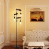 KTMBDW Dimmable Industrial Floor Lamps for Living Room, Tree Standing Tall Lamps with 3 Lights Cage Head & LED Bulbs for Bedroom Office, Brown&Black - 4 of 4