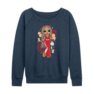 Women's - LOL Surprise! - Money & Swag Lightweight French Terry Wide Neck Long Sleeve Shirt - 1 of 4