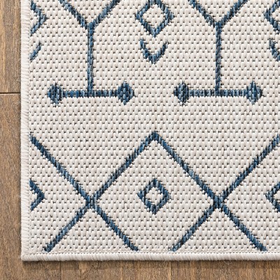 Nordic Lattice Light Blue Synthetic 8' x 10' Indoor/Outdoor Rug