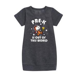 - Peanuts - Pre K is Out of This World Graphic Short Sleeve Fleece Dress - 1 of 4