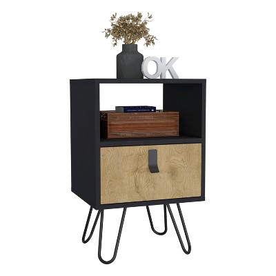Depot E-Shop Nightstand 24"H , Sleek Design with Hairpin Legs and One Drawer