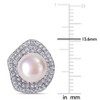 EVERLY JEWELRY |Sterling Silver 8.5 - 9 MM Cultured Freshwater Pearl and 1 5/8 CT TGW Cubic Zirconia Wavy Clustered Halo Stud Earrings - 2 of 3
