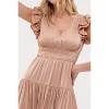 August Sky Women's Short Double Ruffle Sleeves Midi Dress - 4 of 4
