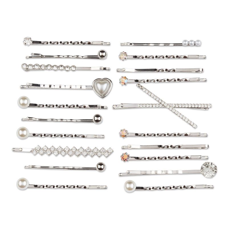 sc&#252;nci be-&#252;-tiful Gems and Pearls Embellished Bobby Pins - Metal - 20pcs, 5 of 8