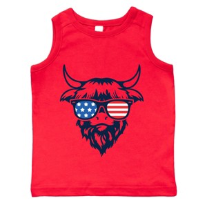 The Juniper Shop Patriotic Cow Sunglasses Toddler Tank - 1 of 4