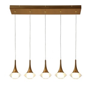 LNC Rilistenica 5-Lights 30.3" Luxury and Glam Linear Integrated LED Kitchen Island Lights, Gold - 1 of 4