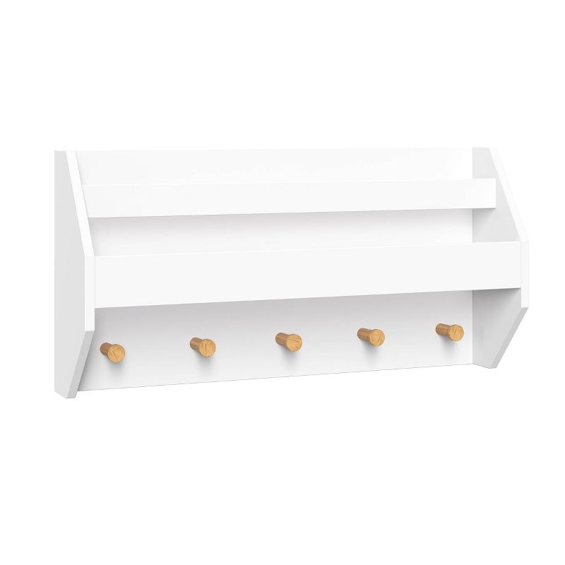 Kids&#39; Catch-All Wall Shelf with Bookrack and Hooks White - RiverRidge Home, 1 of 8