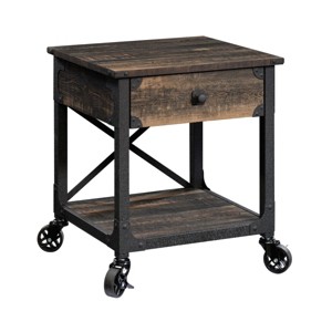 FONTOI End Tables with Drawer Lower Shelf Rolling Casters Movable Storage Side Table for Study Versatile Indoor Furniture, Brown, 25.79"*22.64"*6.69" - 1 of 4