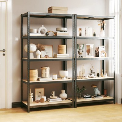 VidaXL 5-Layer Heavy-duty Shelves 2 pcs Gray Steel&Engineered Wood
