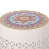 CAVINAS Flower Patten Ceramic Tile Outdoor Patio End Table with Lace Cut Design,Small Side Table for Patio,Garden,Balcony - 4 of 4