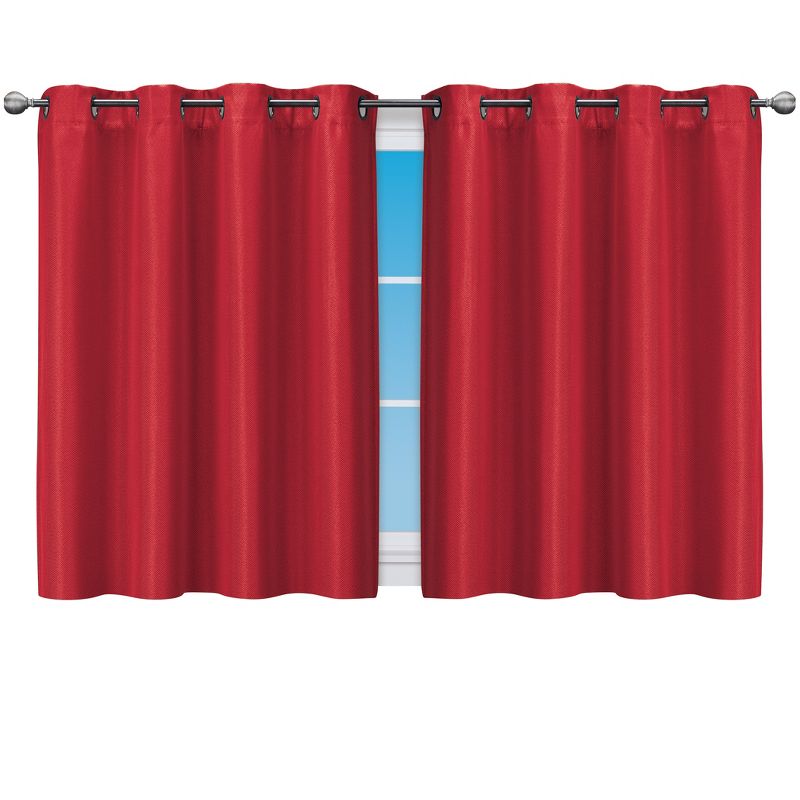 Collections Etc Textured Grommet Top Short Blackout Curtain Panel, 1 of 5