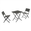 DOMETOUR 3-Piece Foldable Rattan Bistro Set: Outdoor Table & Chairs for Garden, Balcony, Poolside - All-Weather Design - 2 of 4