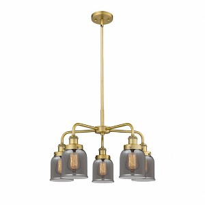 Bell - 5 Light Stem Hung Chandelier In Art Deco Style-14.75 Inches Tall and 23 Inches Wide - 1 of 1