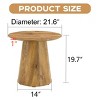 Round Wood Grain Coffee Table,Modern MDF Accent Table,25.6"W  21.6"W Natural Side Table for Living Room Small Space-Baofuwish - 4 of 4
