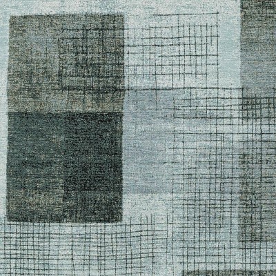 HomeRoots 9' X 12' Teal Blue And Gray Geometric Washable Indoor Outdoor Area Rug