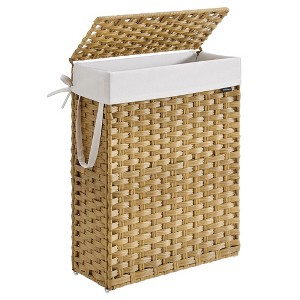 Laundry Hamper Bamboo Laundry Basket with Lid and Handles Wicker hamper - 1 of 4