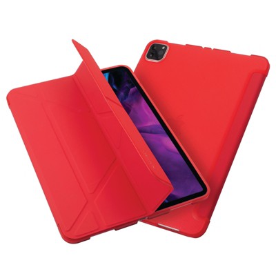 Insten - Tablet Case for iPad Pro 11" 2020, Multifold Stand, Magnetic Cover Auto Sleep/Wake, Pencil Charging, Red
