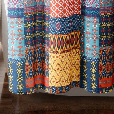 Vibrant Multi-Color Patchwork Fabric Shower Curtain, 72" x 72"