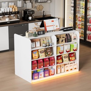 PAKASEPT 47.7" W Reception Desk with Counter for Retail & Checkout, Modern Front Reception Counter with LED Lights,Drawers & Shelves, for Shop,Bar - 1 of 4