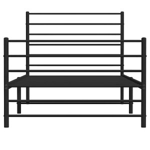vidaXL Metal Bed Frame without Mattress with Footboard Black Twin - 1 of 4