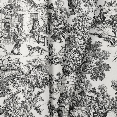 Victoria Park Black and White Cotton Toile Shower Curtain