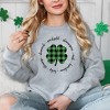 Simply Sage Market Women's Graphic Sweatshirt Buffalo Plaid Shamrock Circle - 2 of 3