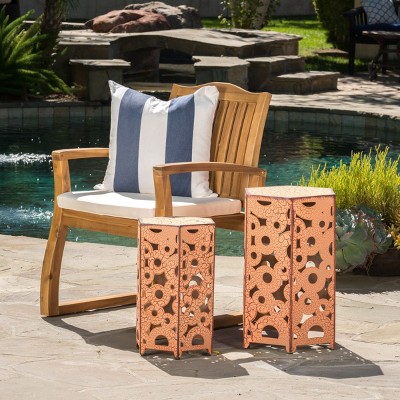 Small Metal Bedside Table,Boho Hollow Side Table,Hexagon Metal Side Table,TV Cabinet Decor Side Table,Iron Accent Tables Set Of 2-Cuddlewood