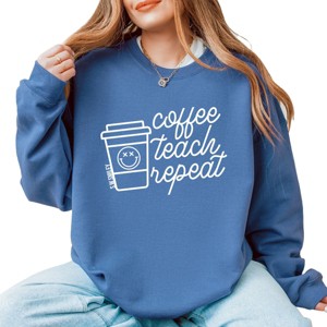 Simply Sage Market S.W.Smiley Coffee Teach Repeat Sweatshirt - 1 of 4