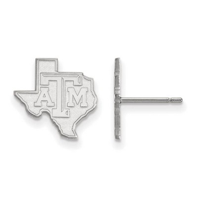 Black Bow Jewelry 14k White Gold Texas A&M Aggies NCAA Post Earrings