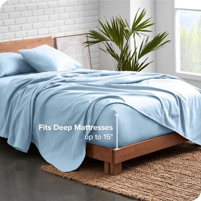 Light Blue Organic Cotton Twin Flannel Sheet Set
