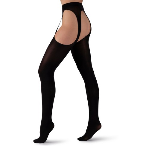 OPAQUE SUSPENDER CROTCHLESS TIGHTS