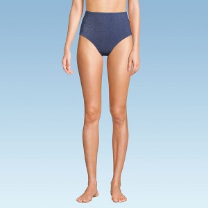 Lands' End Women's Chlorine Resistant Shine High Waisted Bikini Bottoms - 1 of 4