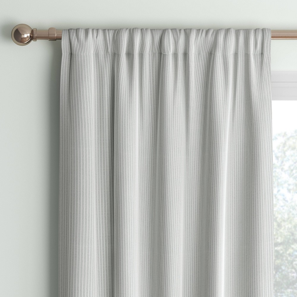 Photos - Curtains & Drapes 42"x63" Blackout Baby Striped Window Curtain Panel Gray/Ivory - Room Essen