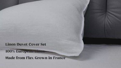 Lunar Green Twin Linen Duvet Cover Set with Pillowcase