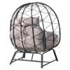 Indoor Outdoor Double Egg Chair with Ottoman Padded Cushions,Wicker Lounge Chair Deep Seating Chair with Footrests,Loveseat for Patio Porch Backyard - 2 of 4