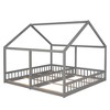TIRAMISUBEST Twin Size House Platform Beds,Two Shared Beds, House Shaped Floor Bed Montessori Bed with Roof Frame and Guardrails - 4 of 4