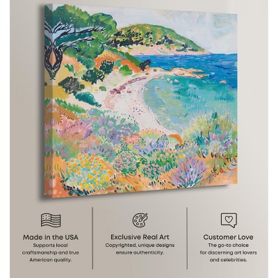 Vibrant Coastal Beach Scene Canvas Wall Art, 12" x 12"