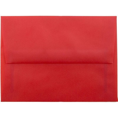 JAM Paper A6 Translucent Vellum Invitation Envelopes 4.75 x 6.5 Primary Red PACV655