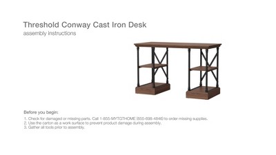 Conway Wood Writing Desk with Storage Gray - Threshold™