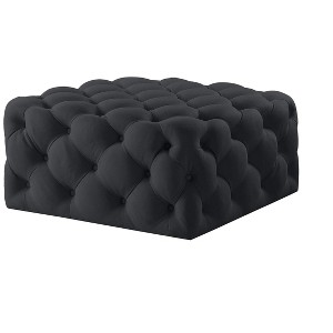 33"  Blue Velvet Rolling Tufted Cocktail Ottoman - 1 of 4