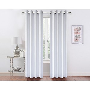 Kate Aurora 2 Pack Hotel Embossed Textured Light Filtering Grommet Top Window Curtain Panels - 1 of 3