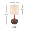 360 Lighting Andi Modern Mid Century Table Lamps 24 1/2" High Set of 2 Hammered Brown Ceramic Red Oak Off White Shade for Bedroom Living Room Desk - 4 of 4
