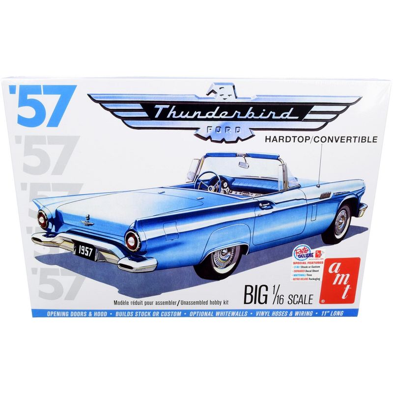 Skill 3 Model Kit 1957 Ford Thunderbird Convertible 2-in-1 Kit 1/16 Scale Model by AMT, 1 of 5