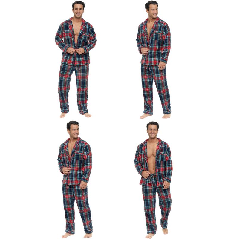 Men's Soft Plush Fleece Pajama Lounge Set, Warm Long Sleeve Shirt and Pants, PJ, 4 of 7