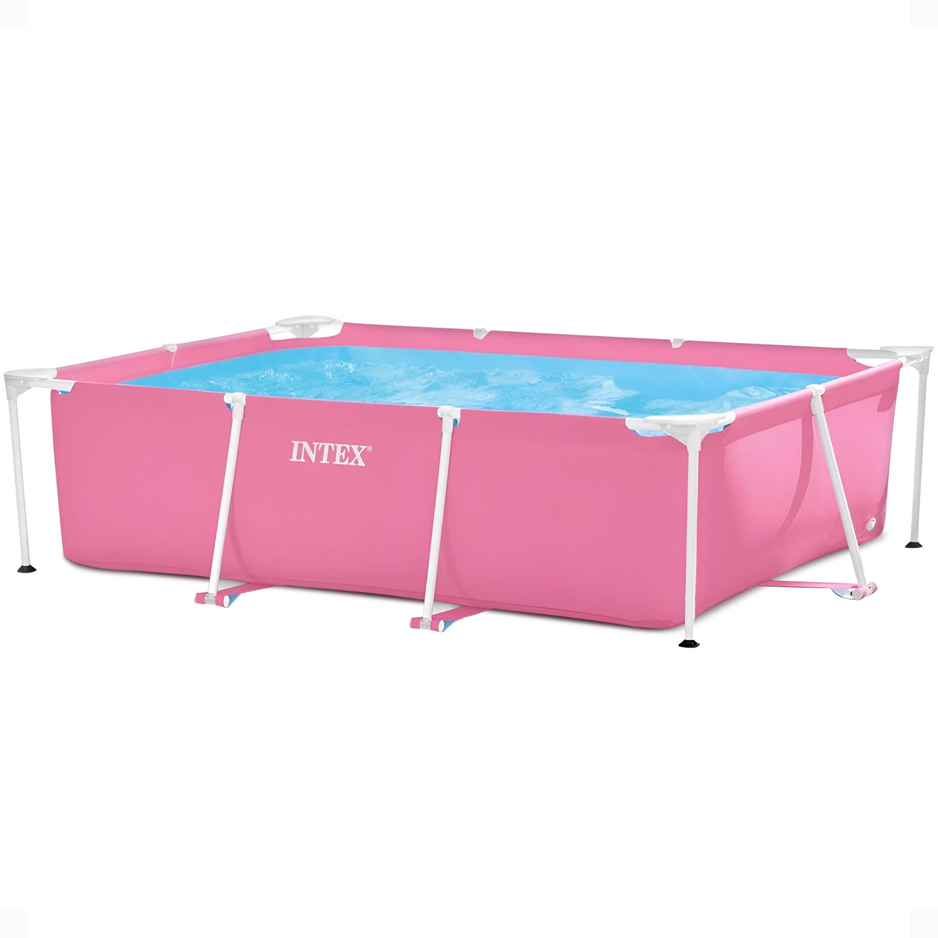 Intex 28266EH 7'L x 5'W x 23-5/8"H Rectangular Metal Frame Above Ground Outdoor Backyard Swimming Pool, 439 Gallons of Water, Pink