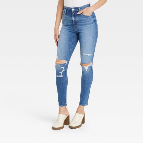 Women's High-rise Distressed Skinny Jeans - Universal Thread™ Medium Wash  00 : Target