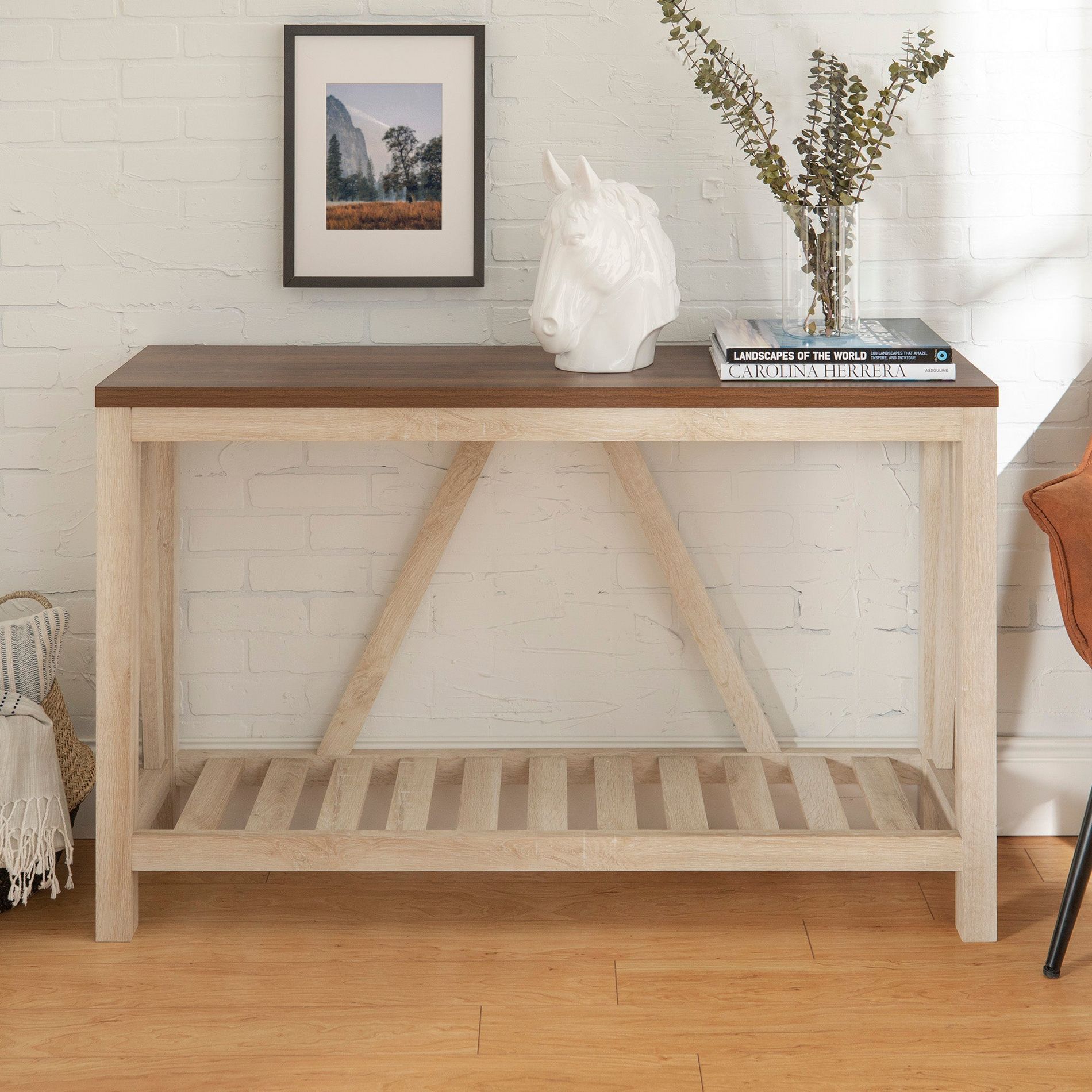 Modern A-Frame Farmhouse Entryway Console Table