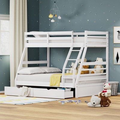 Glenwillow Home Plana Solid Wood Twin Over Full Bunk Bed And Underbed ...