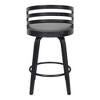 FurniFact,Swivel Bar Stool in Black Wood and Gray Faux Leather for Kitchen Counters - 3 of 4